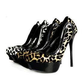 camurça de salto alto fechado pés com sapato com estampa de leopardo 