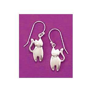   : Sterling Silver French Wire Earrings, 3/4 inch Kitty Cats: Jewelry