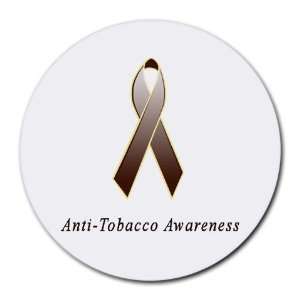  Anti Tobacco Awareness Ribbon Round Mouse Pad: Office 