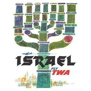  World Travel Poster Trans World Airlines Israel Fly TWA 12 