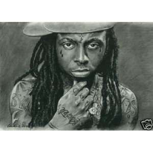 Lil Wayne Charcoal Drawing Matted 16 X 20