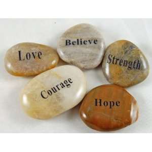  Set of 5 Word Stones: Love, Hope, Believe, Courage 
