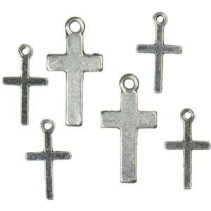  Cross Culture Metal Charms Silver Mixed Cross 6/Pkg: Arts 