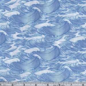   Bay Ocean Blue/White Fabric By The Yard Arts, Crafts & Sewing