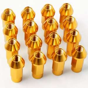   5mm 16 Pieces Gold Aluminum Open Ended Wheel Lug Nut Nuts Automotive