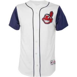  Cleveland Indians Away White MLB Replica Jersey: Sports 