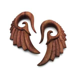 10g 2.5mm Seraphim Wings in Hand Sono Wood Ear Gauge Plug(sold As Pair 