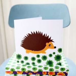    Blafre Hedgehog and Flowers Large Greeting Card: Home & Kitchen