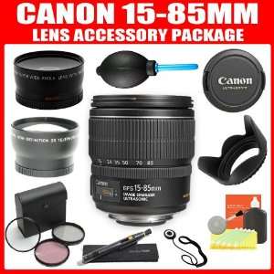 Canon EF S 15 85mm f/3.5 5.6 IS USM Lens + (72MM) Wide 