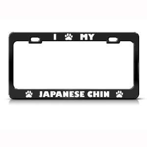  Japanese Chin Dog Dogs Black Metal license plate frame Tag 