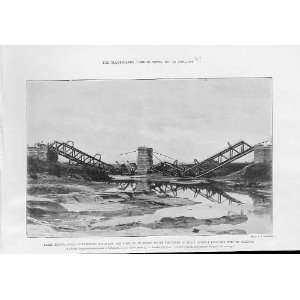  Frere Bridge Natal Blown Up By Boers Antique Print 1899 