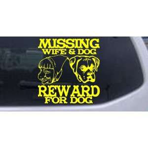 Yellow 18in X 18.6in    Missing Wife and Dog Reward For Dog Funny Car 
