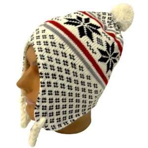  White Beanie with Ear Flaps for Outdoors: Sports 