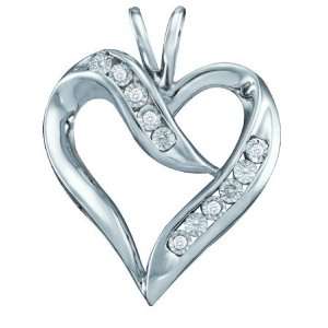   White Diamond Drops in a Unique Banner Style White Gold Heart: Jewelry