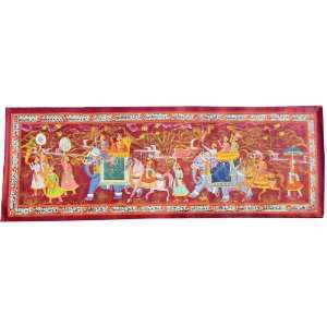  Art Silk Hand Painted Folk Painting   The Royal March   2 