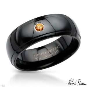 HENRI PUREC Attractive Gentlemens Band Ring With Genuine Sapphire Well 