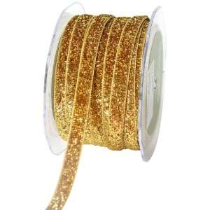  May Arts 3/8 Inch Wide Ribbon, Gold Metallic Velvet: Arts 