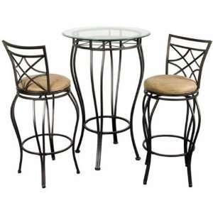  3 Piece Web Bistro Set (Black) (41.7H x 27.6W x 27.6D 