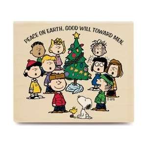 Stampabilities Peanuts Wood Mounted Rubber Stamp Peanuts Gang Caroling 