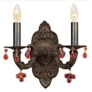  Crystorama Abbie Natural Wrought Iron Wall Sconce Accented 