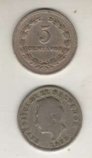 EL SALVADOR COIN 5 CENTAVOS KM 134 VF 1959  