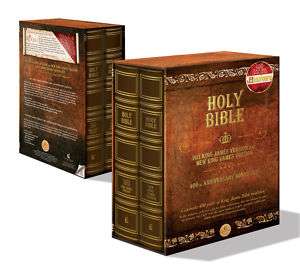 KJV 1611 BIBLE + NKJV COMMEMORATIVE 2 VOL SET LEATHER BRAND NEW  