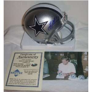 Troy Aikman Dallas Cowboys Autographed Mini Helmet:  Sports 