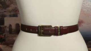 Etienne Aigner! Burgundy Cordovan Leather Belt Gold Tone Buckle Logo 