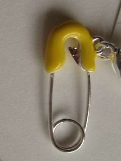 Monet Sterling Silver 925 BABY SAFETY PIN yellow enamel enameled NEW 