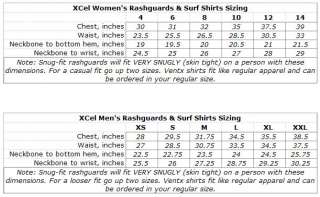 top of page xcel size charts for youth wetsuits