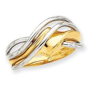  14k Two tone Wave Ring: Jewelry