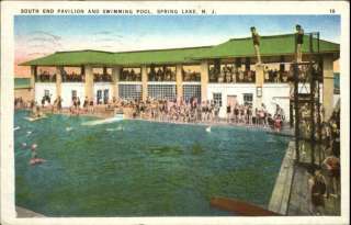 SPRING LAKE NJ South End Pavilion Swimming Pool Old Postcard  