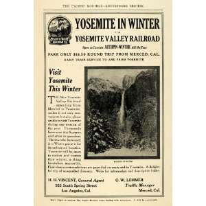  1908 Ad Yosemite Valley Railroad Fare H. H. Vincent 