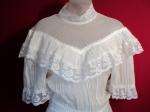 Snow White Vintage 60s Crinkled Lace Insets Sheer Net Peasant 