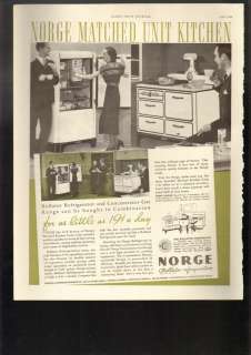 1936 Print Ad Norge Rollator refrigerator and gas range  