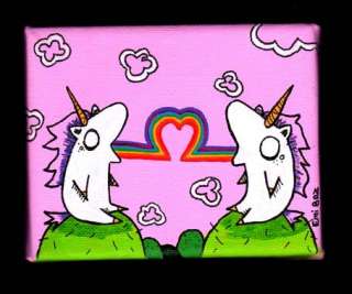 GUS FINK ORIGINAL art EMI BOZ outsider UNICORN LOVE  