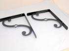 Pair of Black Metal Wrought Iron Hanging Shelf Brackets 8 1/2 x 11 