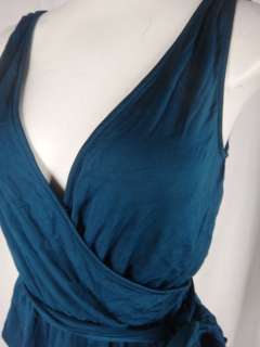 DIANE VON FURSTENBERG teal jewel tone WRAP TOP M medium tie waist 