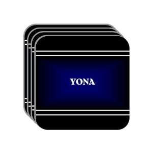 Personal Name Gift   YONA Set of 4 Mini Mousepad Coasters (black 