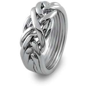  MENS 6 band PLATINUM Puzzle Ring MP 6WB: Jewelry