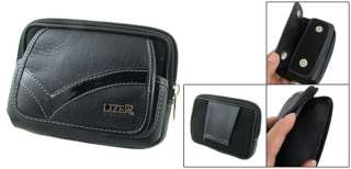 Black Faux Leather 2 Compartments Belt Loop Bag for Man  