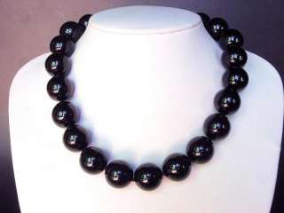 Necklace Black Onyx Huge 18mm Round Beads 925  