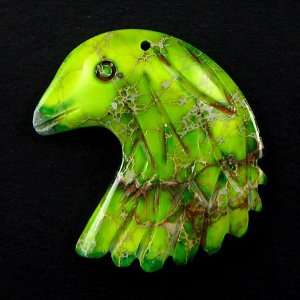  40mm green variscite eagle head pendant bead
