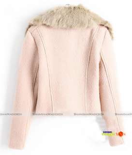   Fashion Zip Up Faux Fur Collar Trench Jacket Outwear Coat #053  