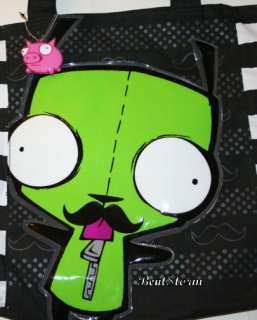 Invader Zim GIR Stache Tastic Mustache Tote Bag Purse With Snap Hinge 