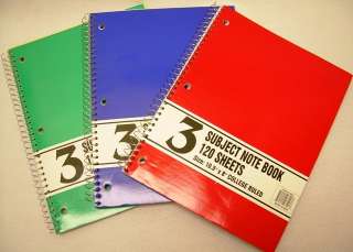 24   3 SUBJECT NOTEBOOK  120 SH. 10.5 X 8 COLLEGE RULE  