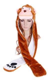 Cartoon Animal Monkey Fluffy Plush Warm Cap hat H2713  