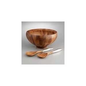  Nambe Yaro Medium Salad Bowl W/Servers