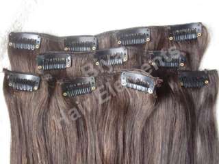 Clip In Human Remy Hair Extensions 2# Brown 20”FullHead  