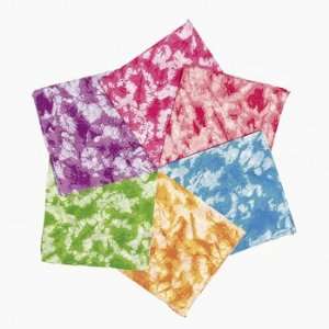  Lot of 12 Tie Dye Bandannas Assorted Bright Colors